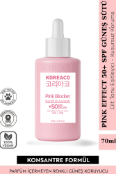 KOREACO Blocker Pink %100 SPF 50+ Ton Eşitleyici Yüksek UVB+UVA Korumalı Güneş Sütü 70ml-Ekstra Büyük Boy - 1