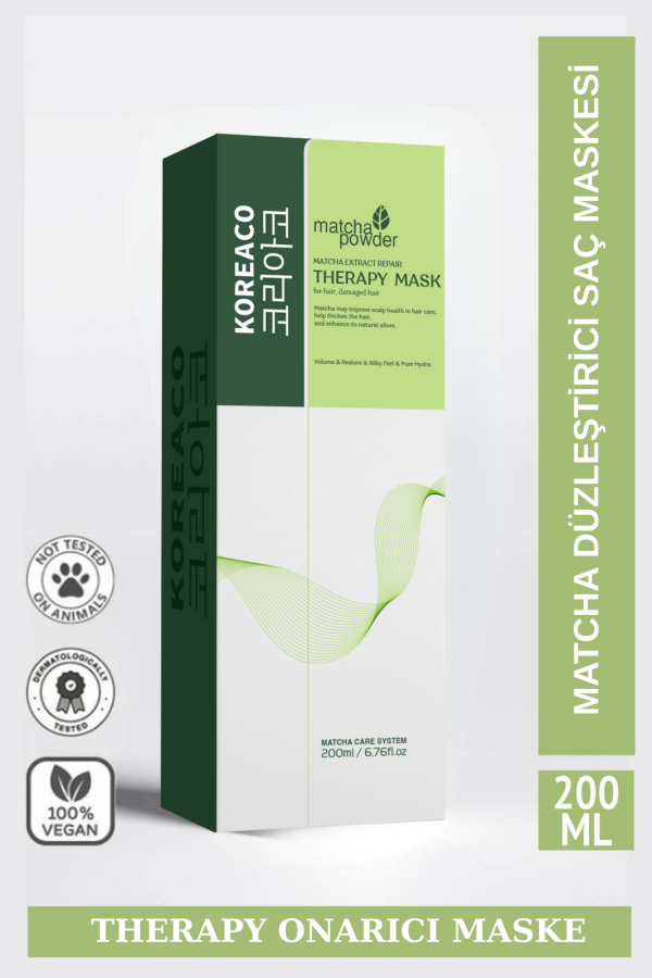 KOREACO Matcha Therapy Mucize Saç Maskesi | Güçlendirici Parlaklık Verici İpeksi Yumuşaklık 200 ml - KOREACO